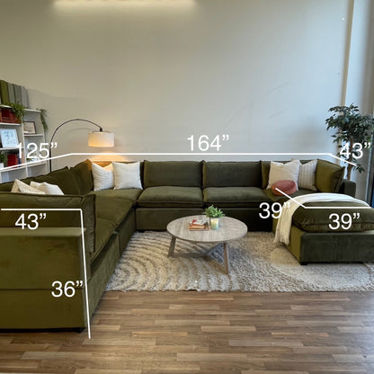 Bellamia Luna Grand Corner in Green Performance Velvet