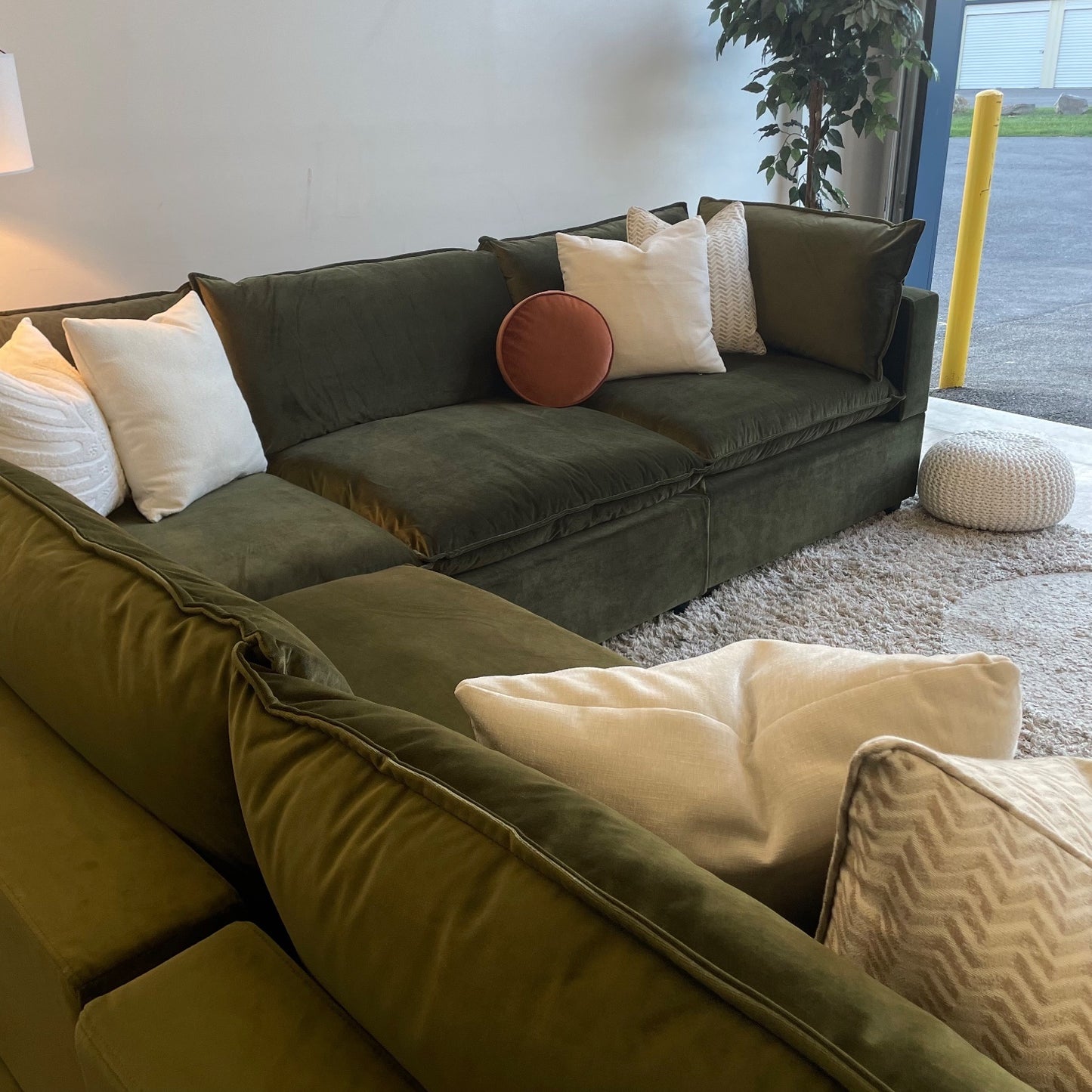 Bellamia Luna Corner Sectional in Green Performance Velvet