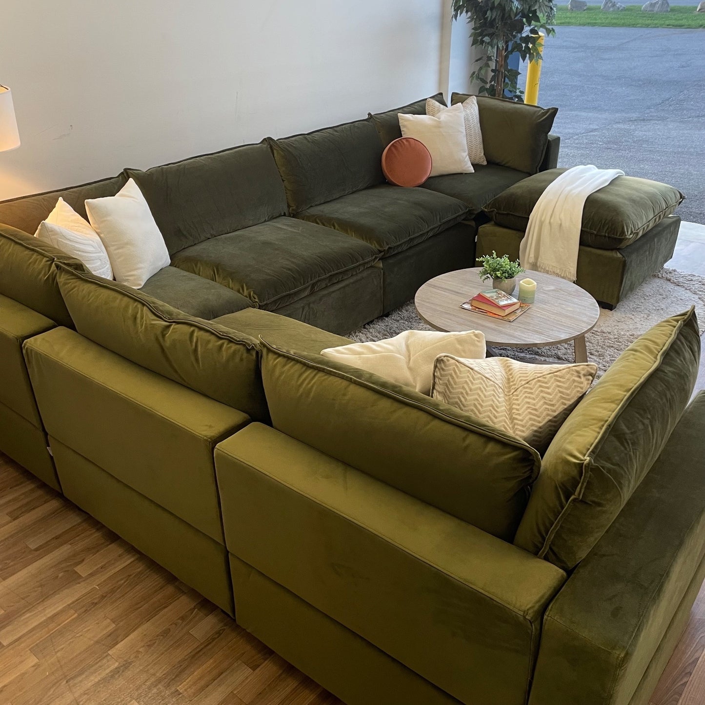 Bellamia Luna Grand Corner in Green Performance Velvet