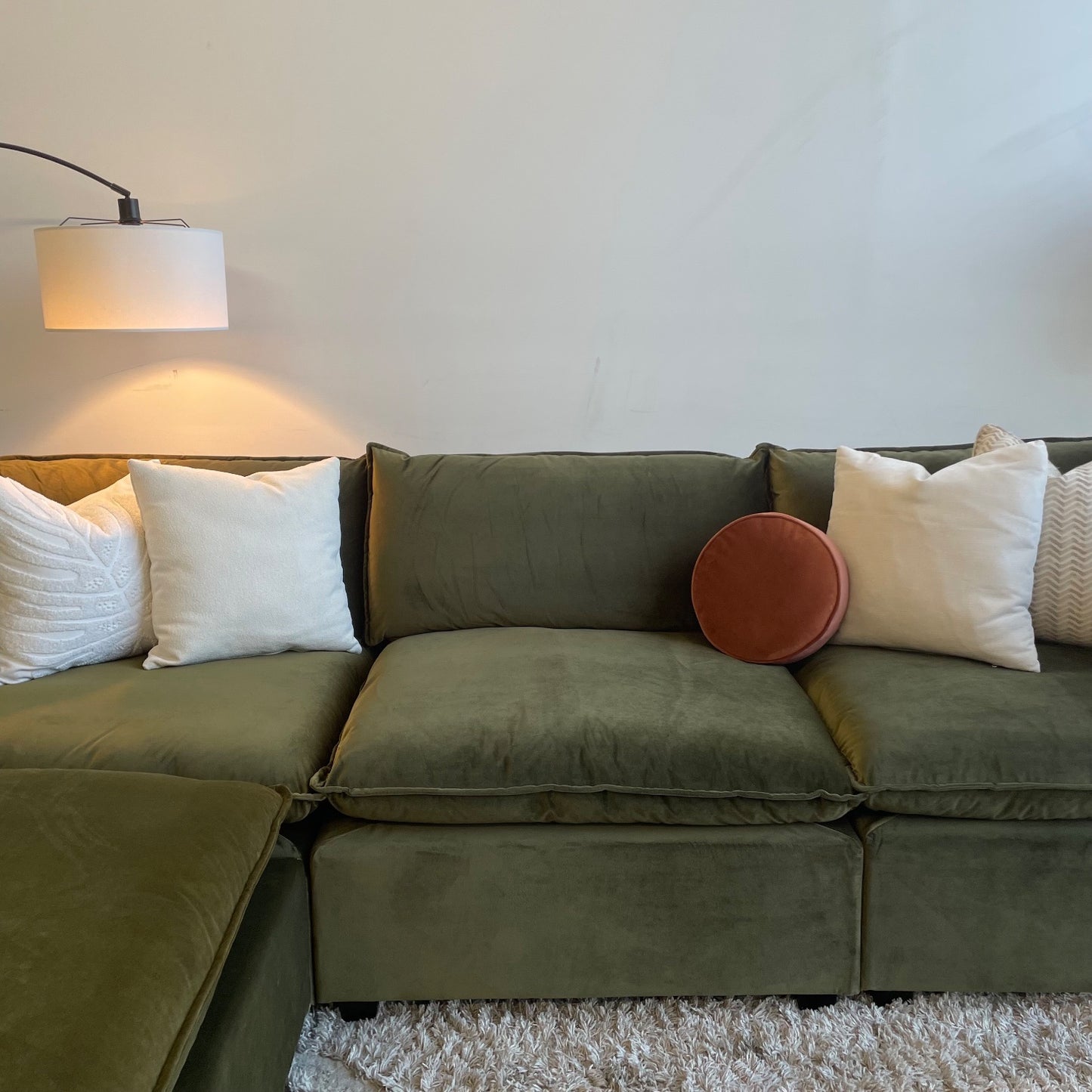 Bellamia Luna Corner Sectional in Green Performance Velvet