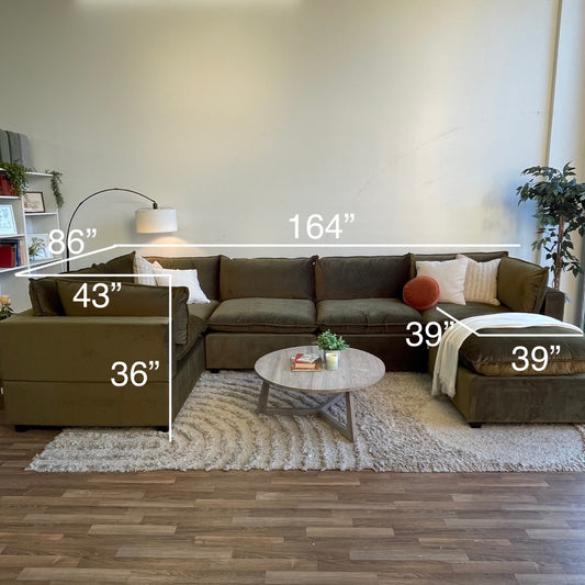 Bellamia Luna U-Shape Enclosed in Green Performance Velvet