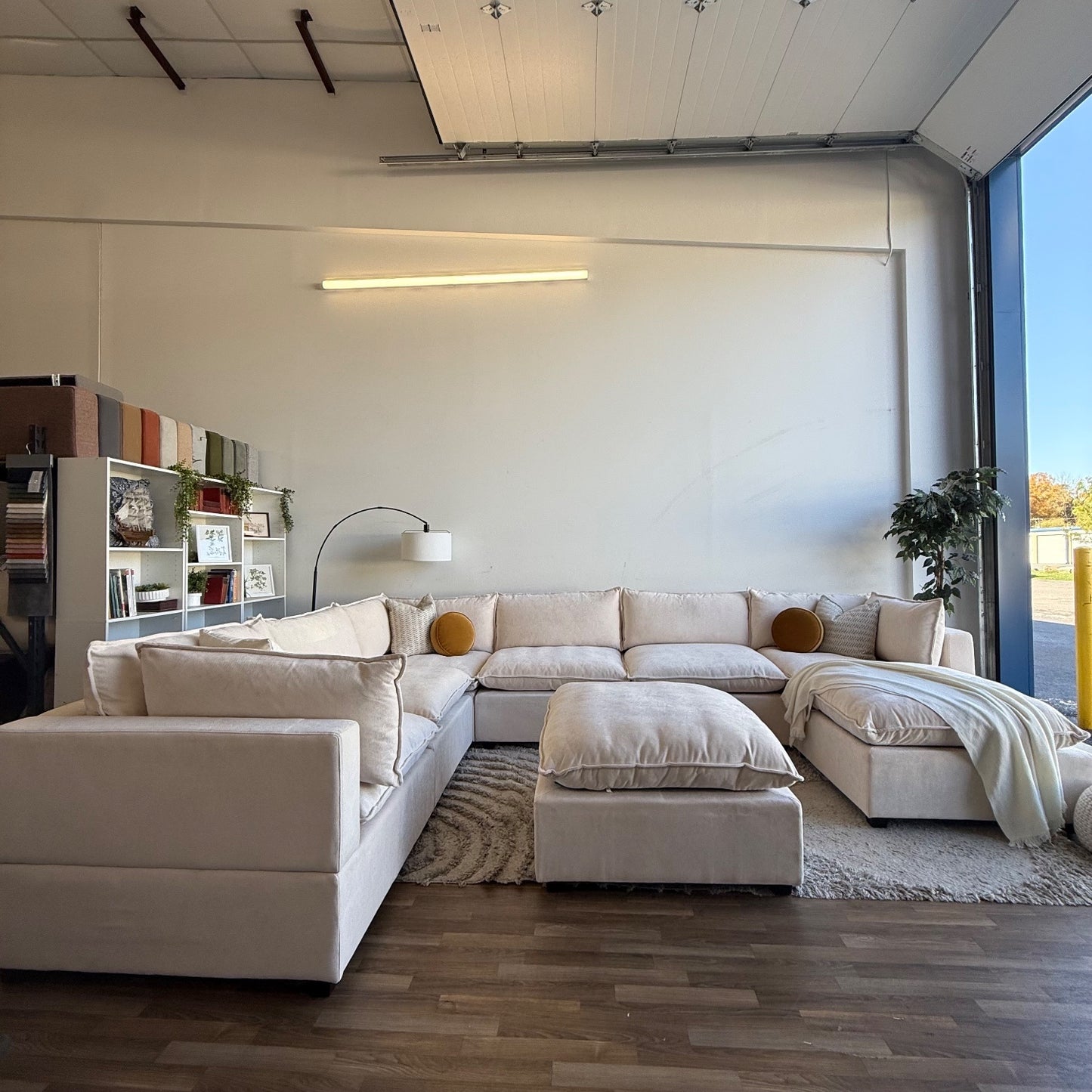 Bellamia Luna Grand Corner + Ottoman in Cream Performance Chenille