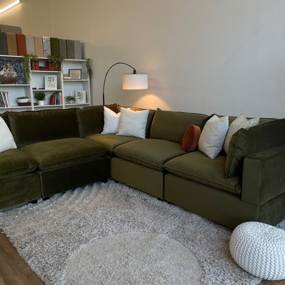 Bellamia Luna Corner Sectional in Green Performance Velvet