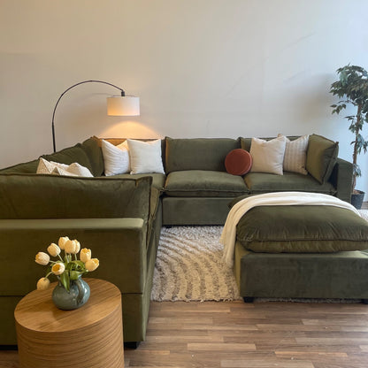 Bellamia Luna Corner Sectional + Ottoman in Cream Performance Chenille