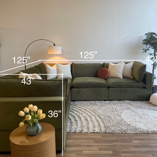 Bellamia Luna Corner Sectional in Green Performance Velvet