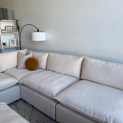 Bellamia Luna Grand Corner + Ottoman in Cream Performance Chenille