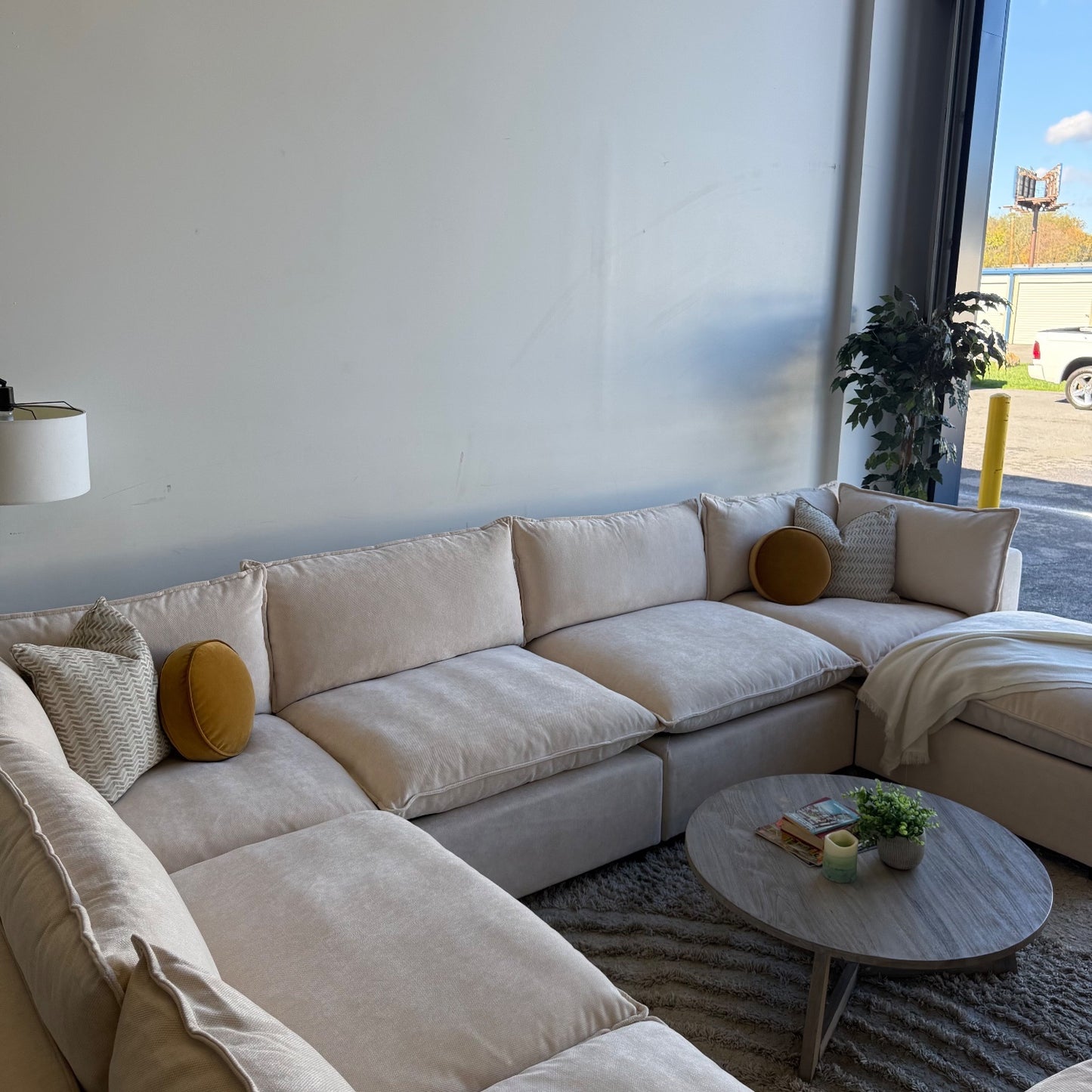 Bellamia Luna Grand Corner in Cream Performance Chenille