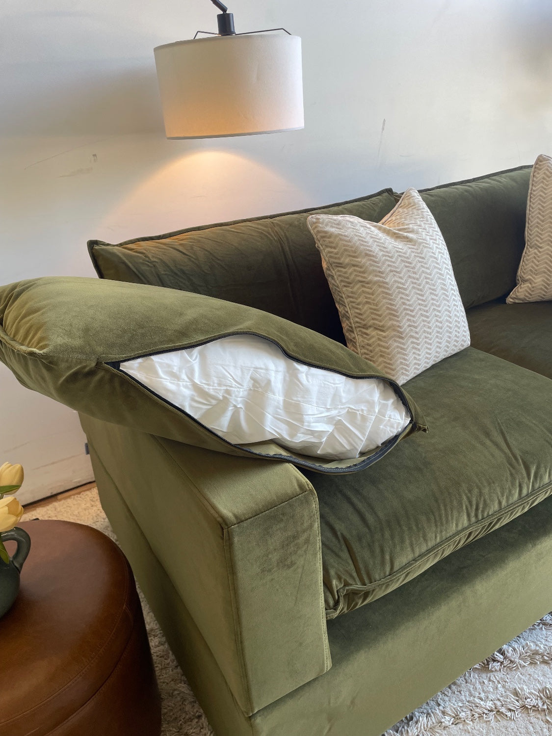 Bellamia Luna U-Shape Enclosed in Green Performance Velvet