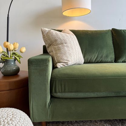 Interior Define 3-Seat Bumper Sectional in Sage Green Performance Velvet