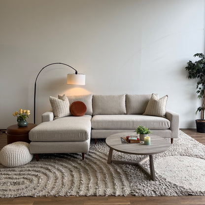 Interior Define Sloan Chaise Sectional in Limestone Performance Chenille