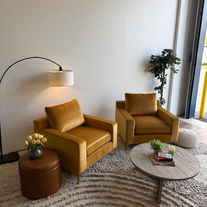 Interior Define Sloan Matching Set Of Accent Chairs in Marigold Performance Velvet