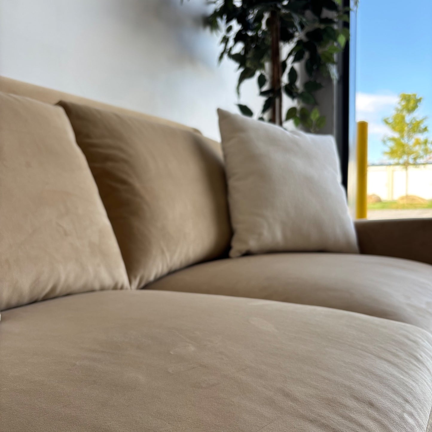 Interior Define Loveseat and Maxwell Chair set in Camel Brown Performance Velvet