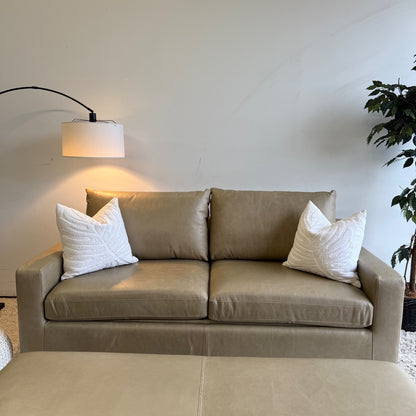 Interior Define Sloan Leather Sleeper Sofa in Fossil w/ Bench