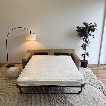 Interior Define Sloan Leather Sleeper Sofa in Fossil w/ Bench