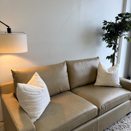 Interior Define Sloan Leather Sleeper Sofa in Fossil w/ Bench