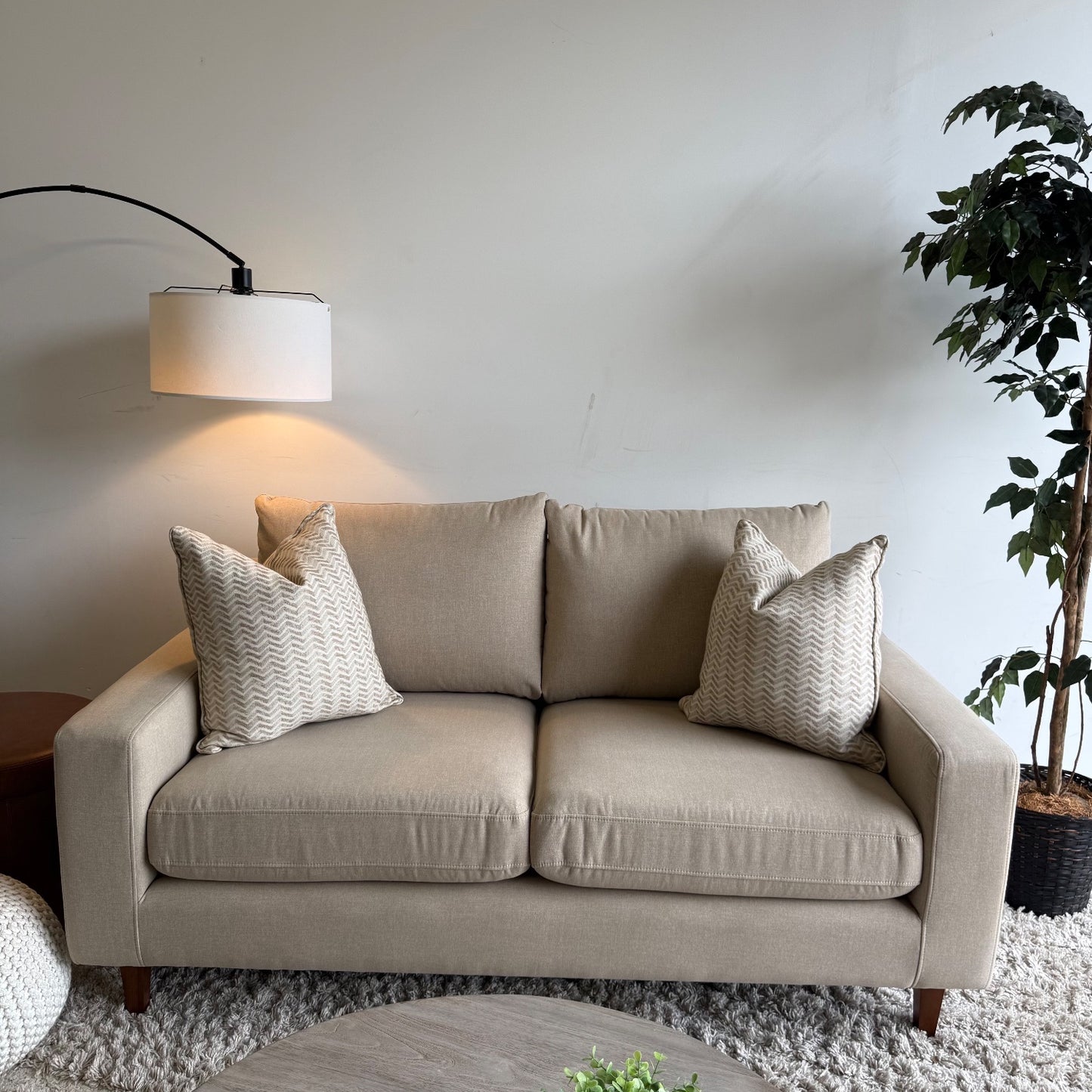 Interior Define Sloan Loveseat in Tan Performance Linen