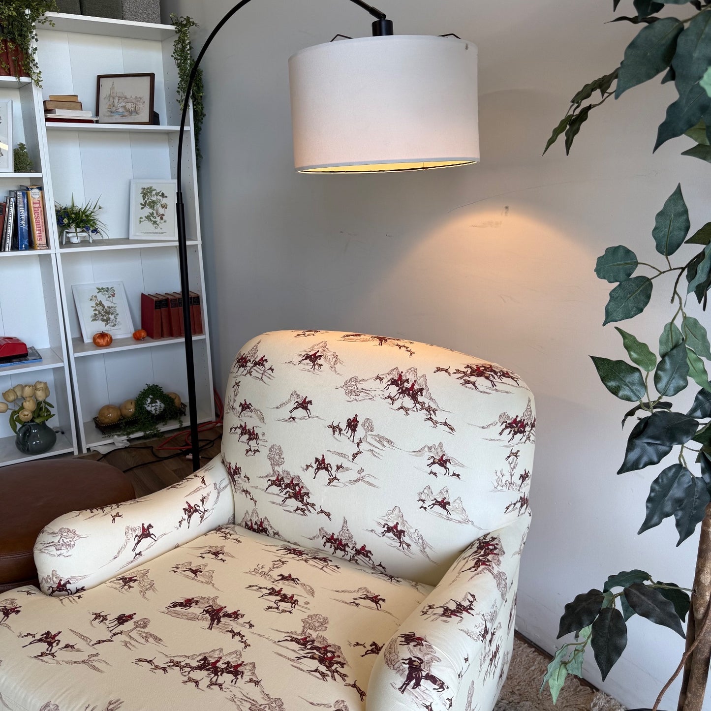 English Roll Arm Chair in Green Cotswold Hunt