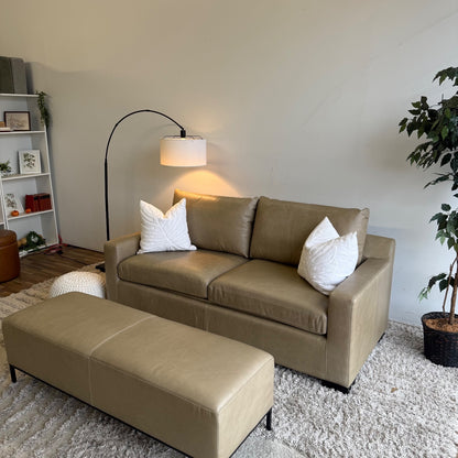 Interior Define Sloan Leather Sleeper Sofa in Fossil w/ Bench