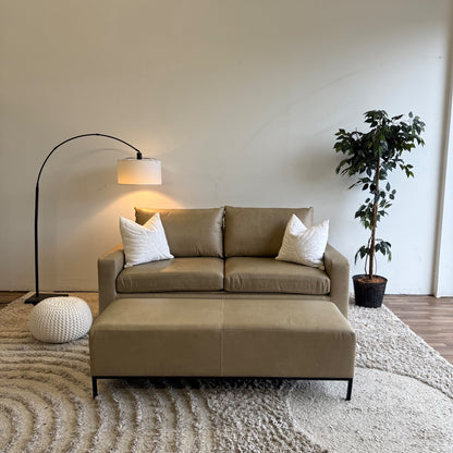 Interior Define Sloan Leather Sleeper Sofa in Fossil w/ Bench