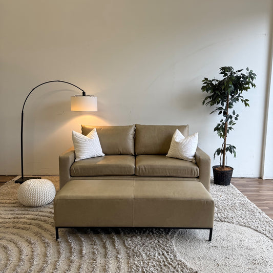 Interior Define Sloan Leather Sleeper Sofa in Fossil w/ Bench