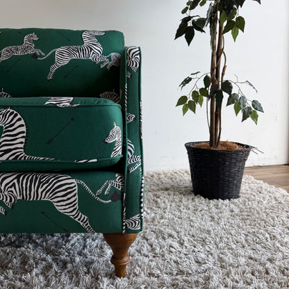The Inside Pair of Slope Arm Chairs in Emerald Zebra