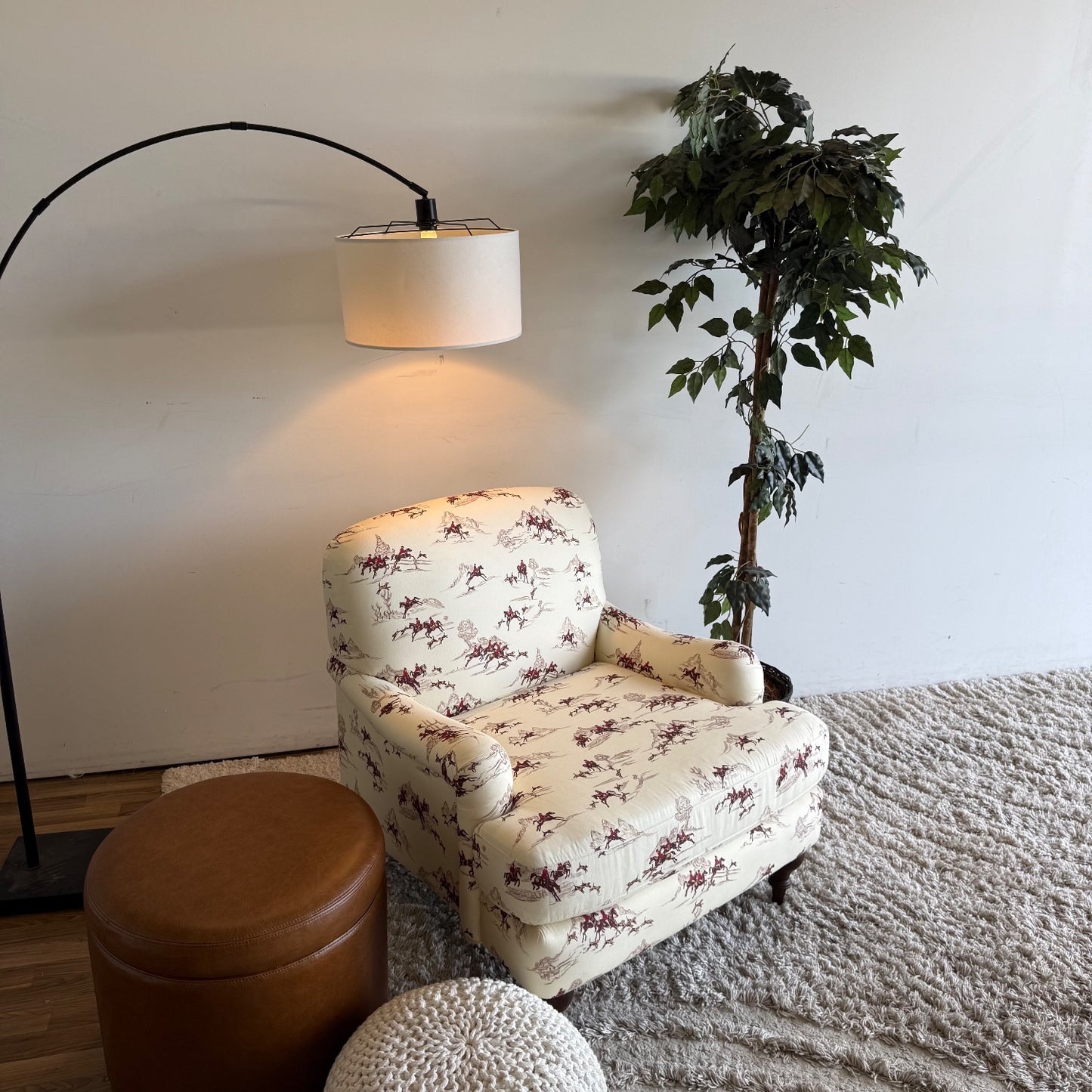 English Roll Arm Chair in Green Cotswold Hunt