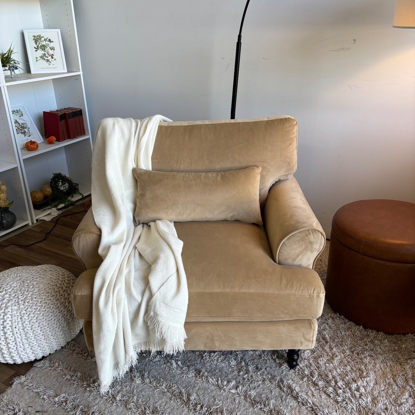 Interior Define Loveseat and Maxwell Chair set in Camel Brown Performance Velvet
