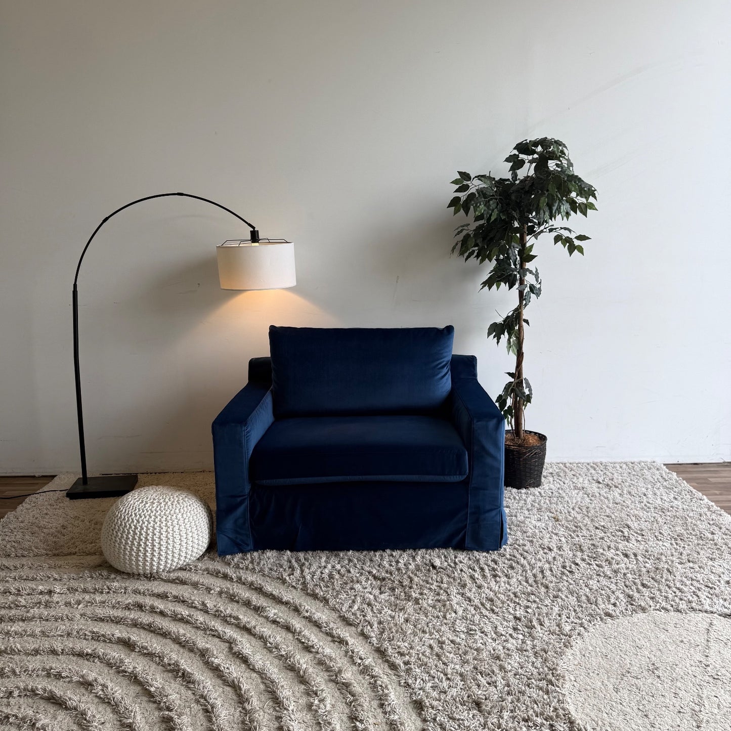 Interior Define Sloan Chair in Navy Blue Velvet w/slip cover