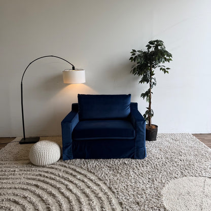 Interior Define Sloan Chair in Navy Blue Velvet w/slip cover