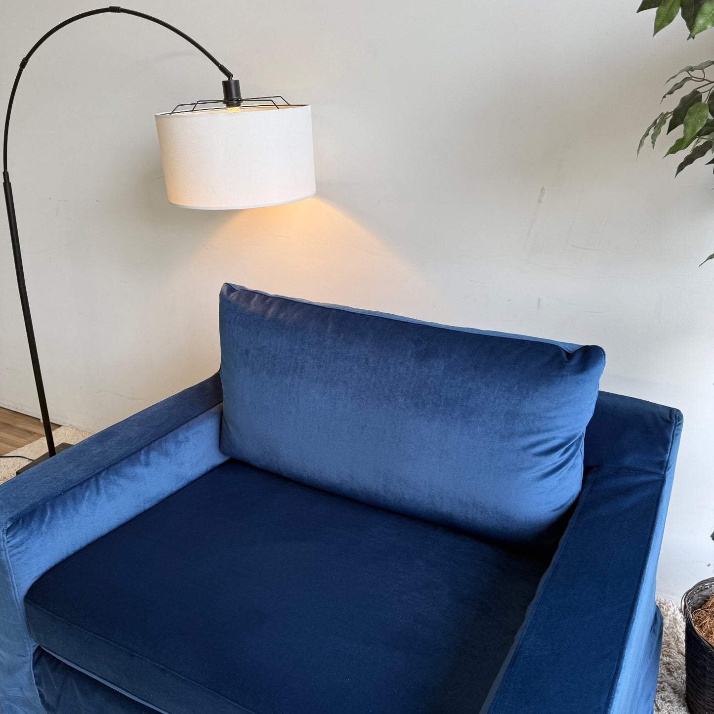 Interior Define Sloan Chair in Navy Blue Velvet w/slip cover