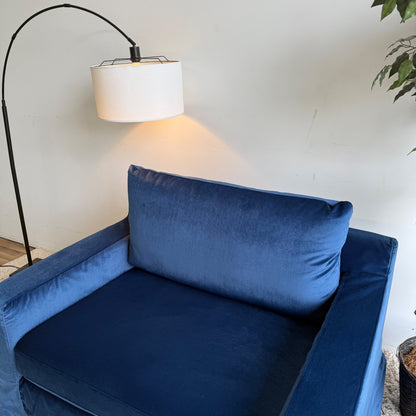 Interior Define Sloan Chair in Navy Blue Velvet w/slip cover