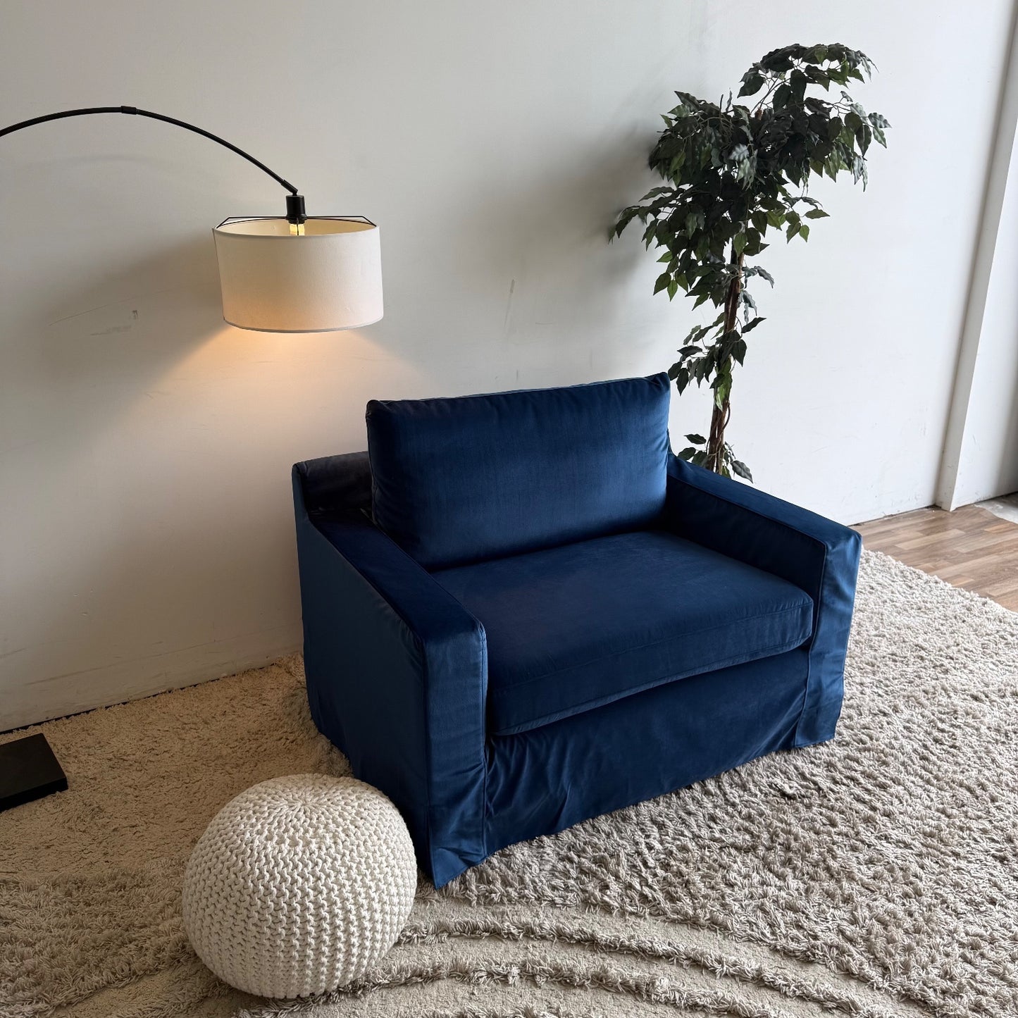 Interior Define Sloan Chair in Navy Blue Velvet w/slip cover