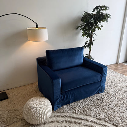 Interior Define Sloan Chair in Navy Blue Velvet w/slip cover
