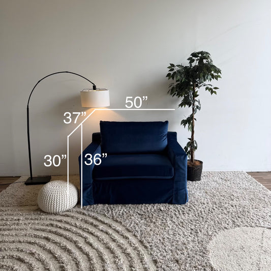 Interior Define Sloan Chair in Navy Blue Velvet w/slip cover