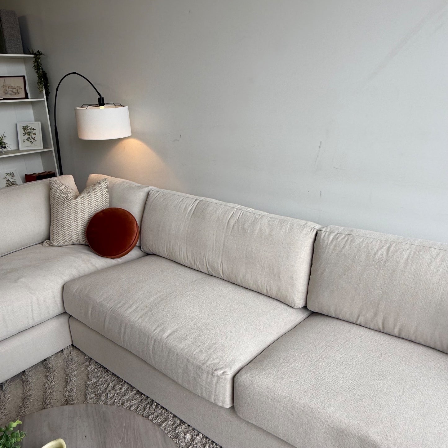 Interior Define Lee Sectional in Cream Performance Fabric