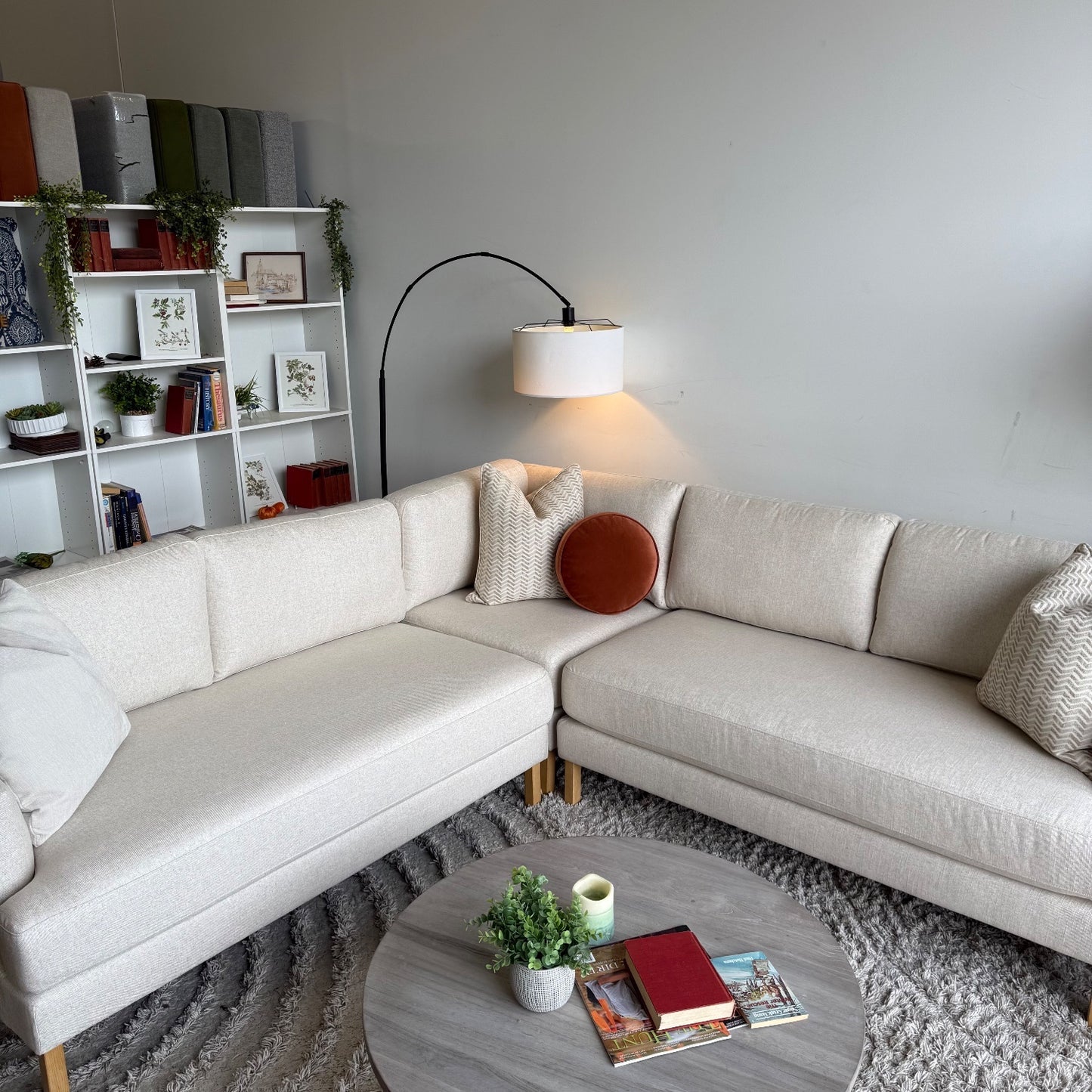 Interior Define Winslow Corner Sectional in Beige Performance Fabric