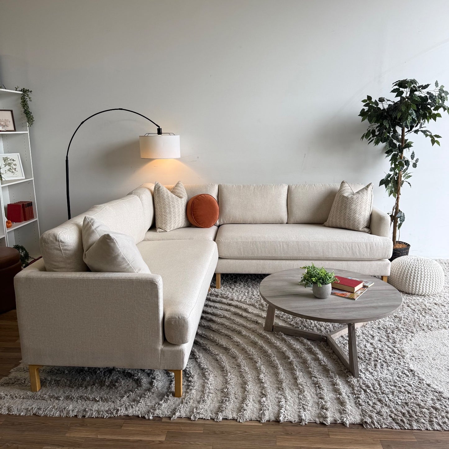 Interior Define Winslow Corner Sectional in Beige Performance Fabric