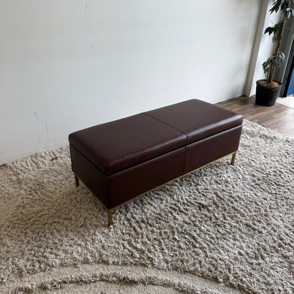 Interior Define Miller Storage Ottoman in Brown Leather