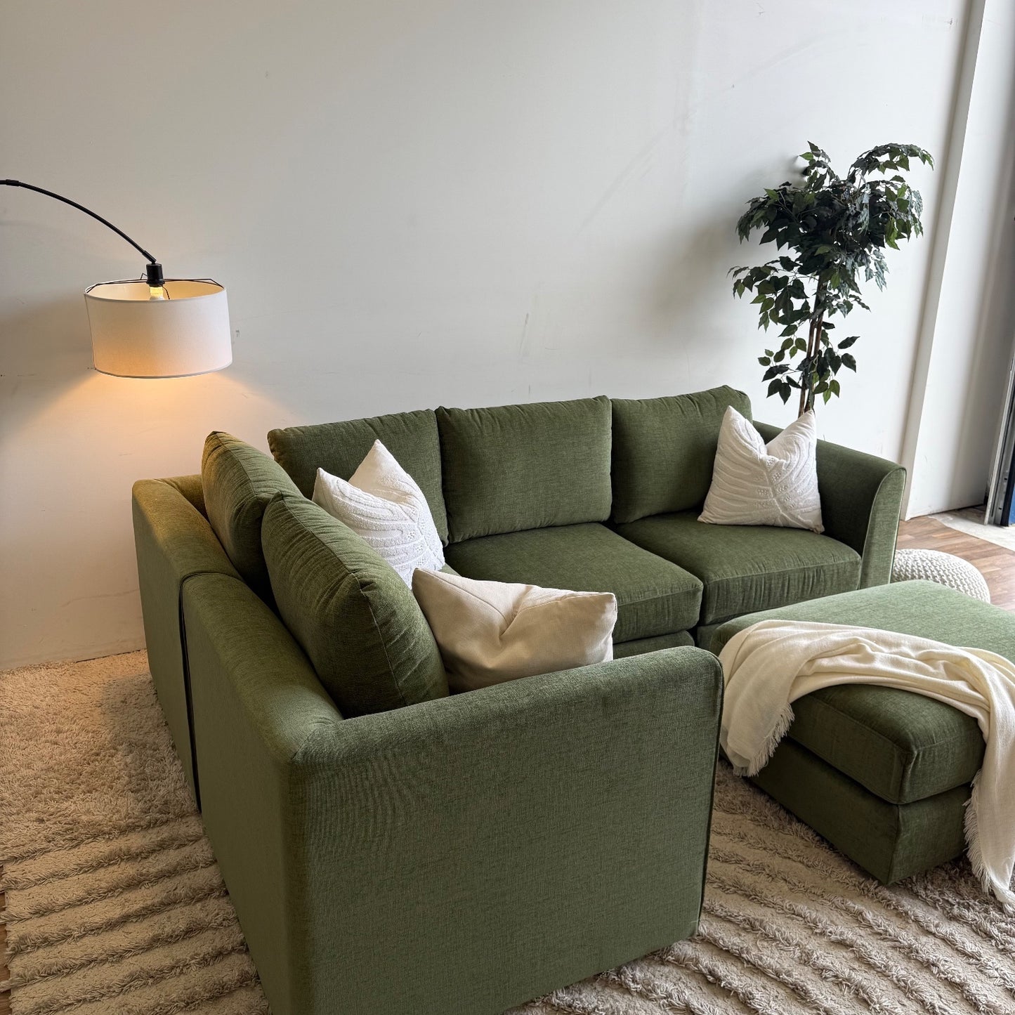 Interior Define Beckham Modular Sectional in Ivy Vintage Velvet