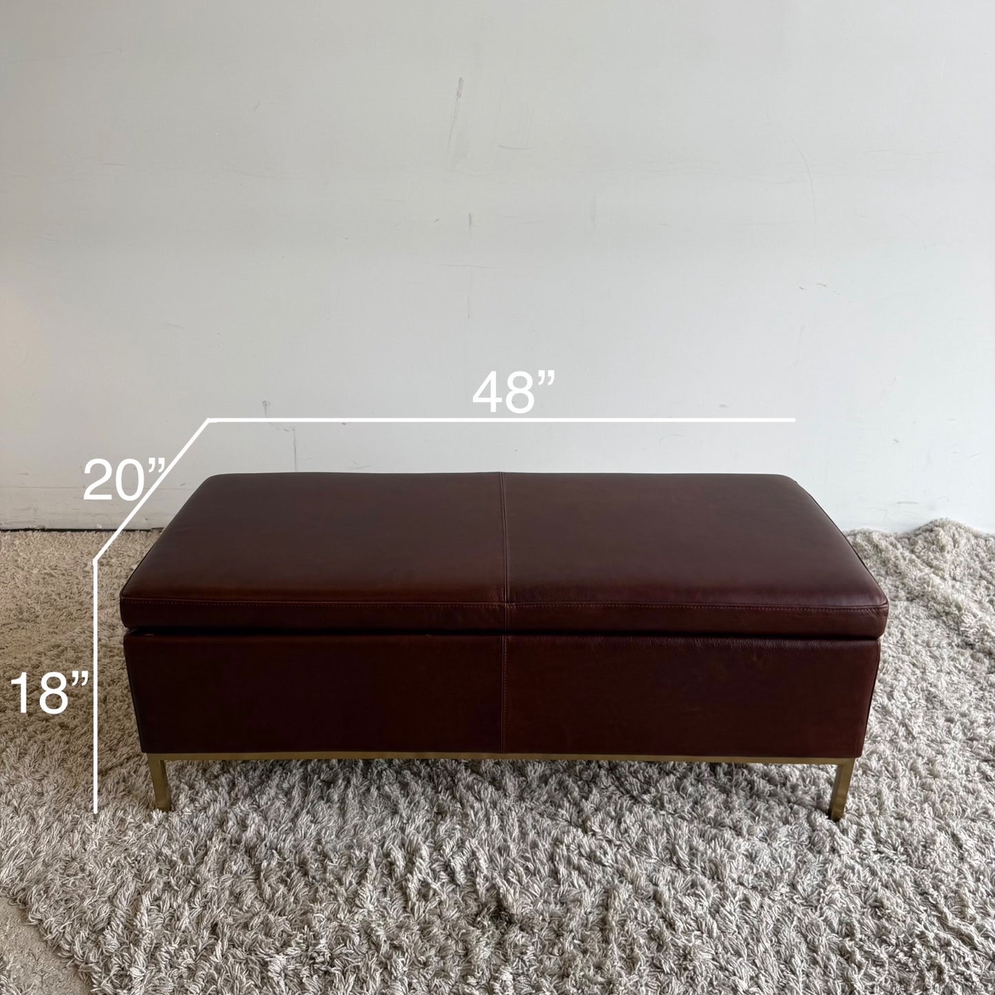 Interior Define Miller Storage Ottoman in Brown Leather