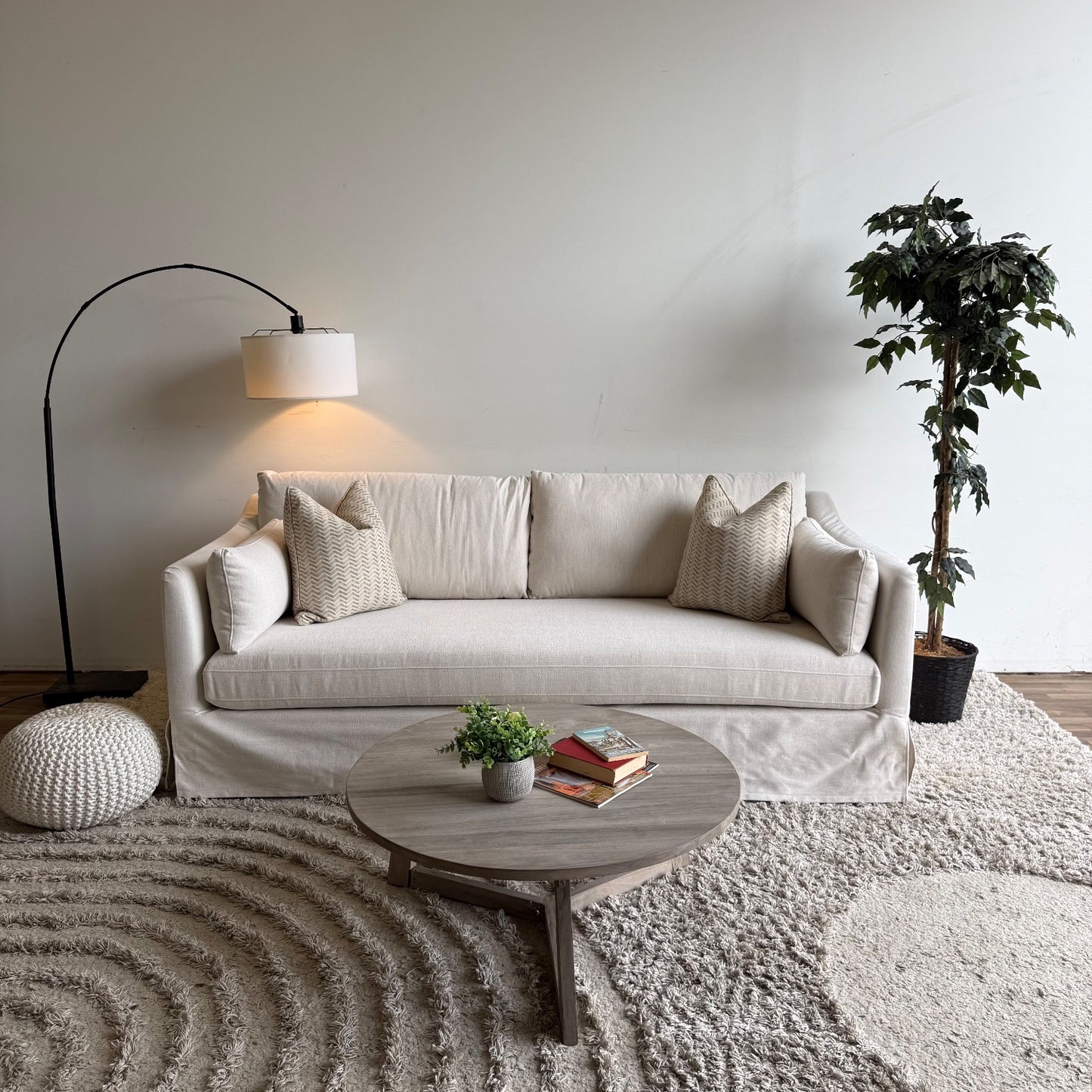 Interior Define Caitlin Slip Cover Sofa in Limestone Performance Fabric