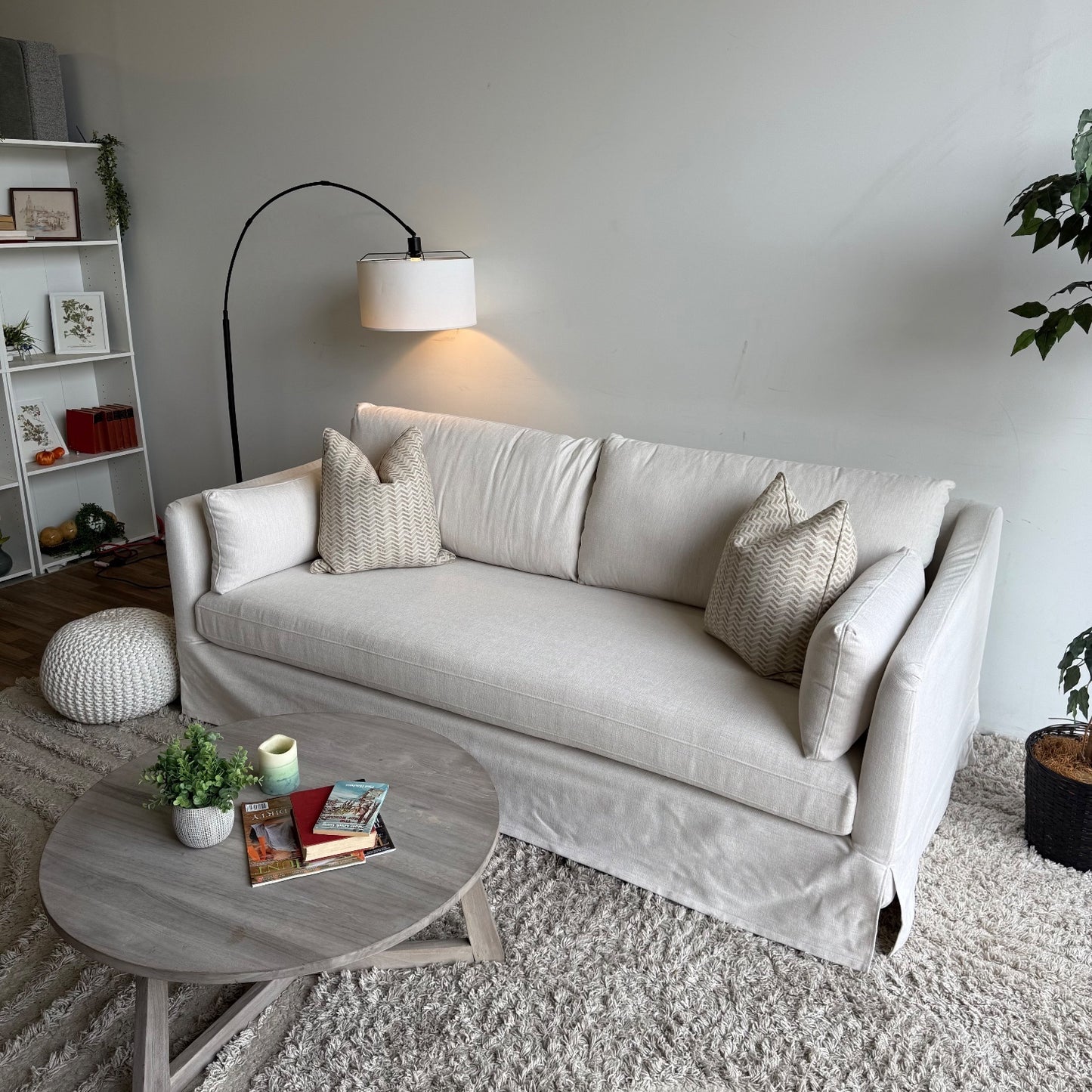 Interior Define Caitlin Slip Cover Sofa in Limestone Performance Fabric