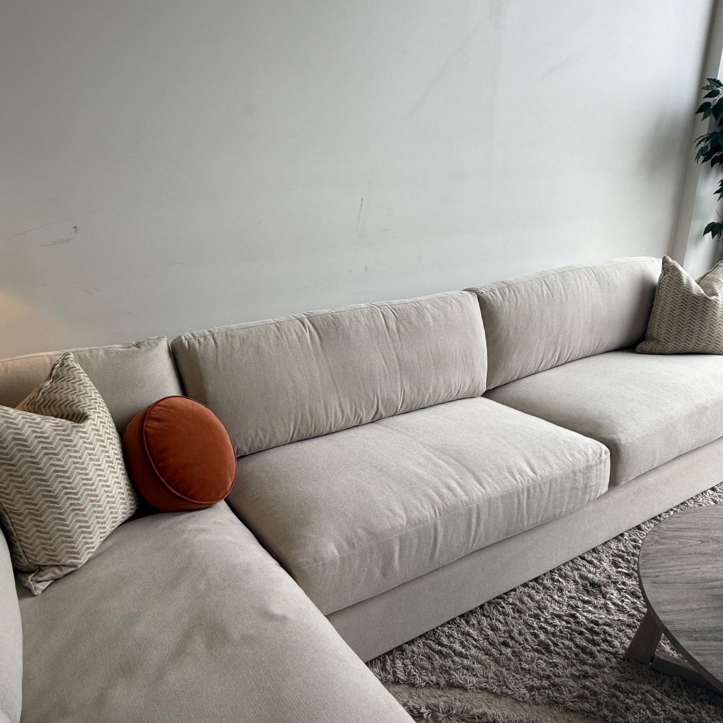 Interior Define Lee Sectional in Cream Performance Fabric