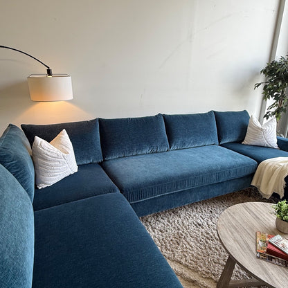 Interior Define Sloan U-Shaped Sectional in Blue Performance Vintage Velvet
