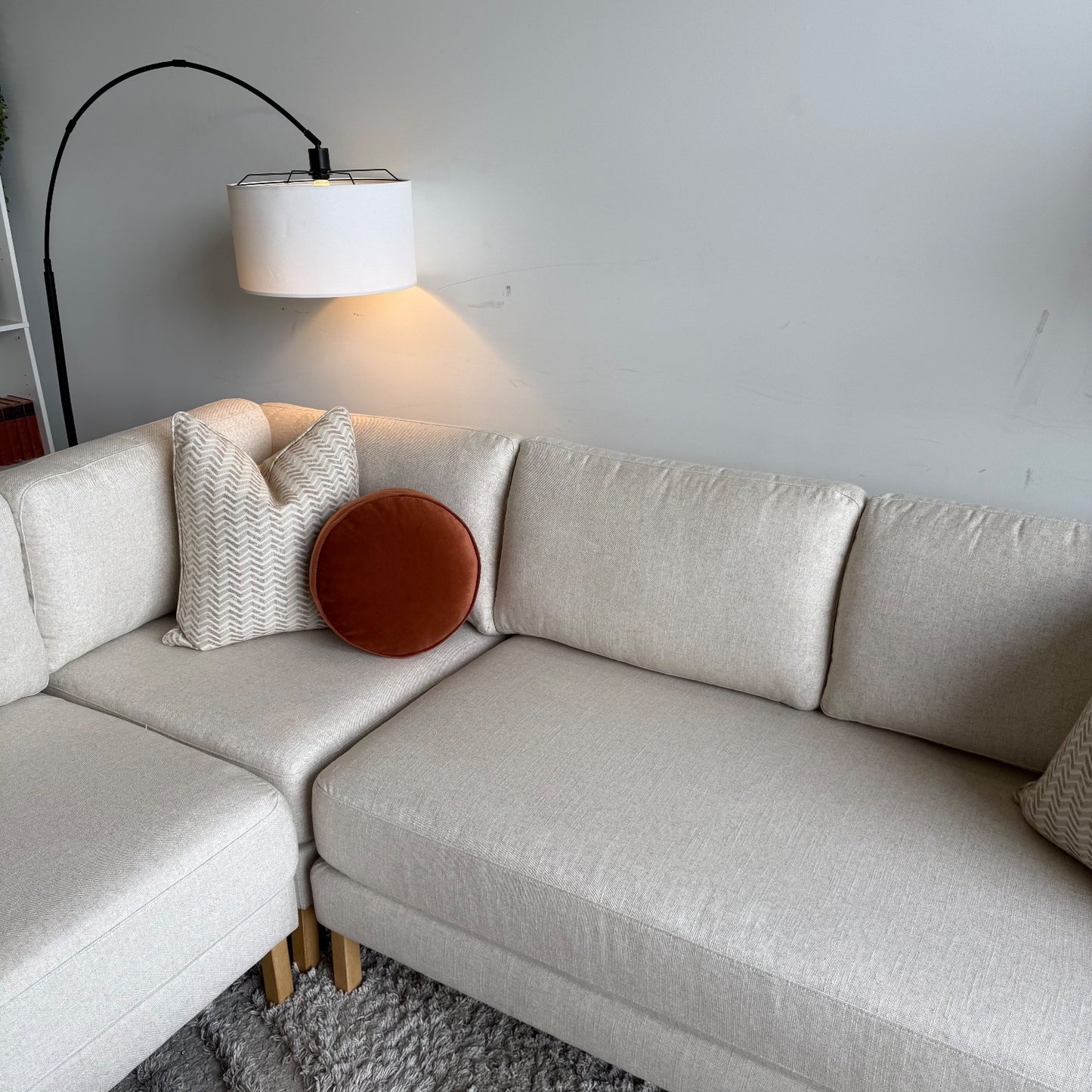 Interior Define Winslow Corner Sectional in Beige Performance Fabric