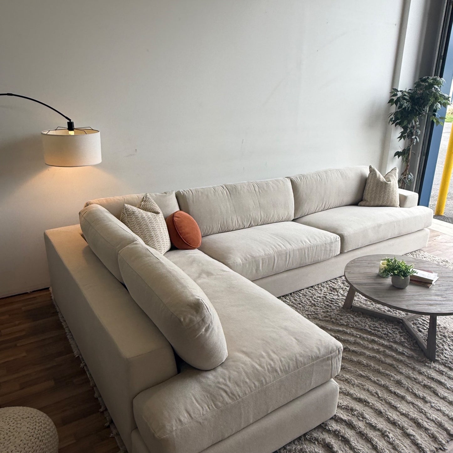 Interior Define Lee Sectional in Cream Performance Fabric