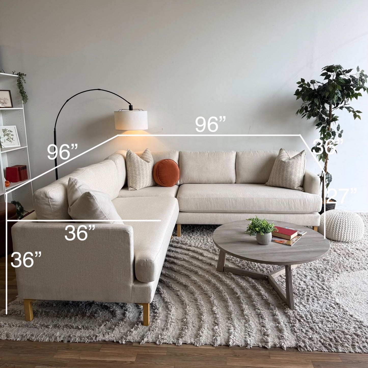 Interior Define Winslow Corner Sectional in Beige Performance Fabric