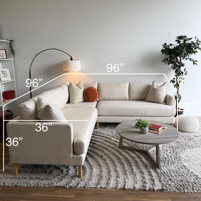 Interior Define Winslow Corner Sectional in Beige Performance Fabric