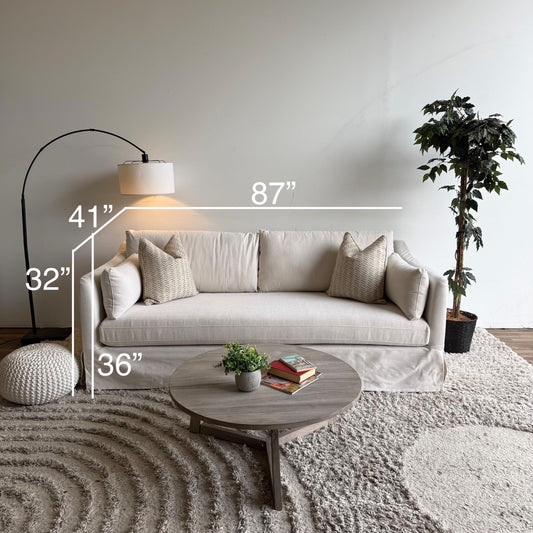 Interior Define Caitlin Slip Cover Sofa in Limestone Performance Fabric