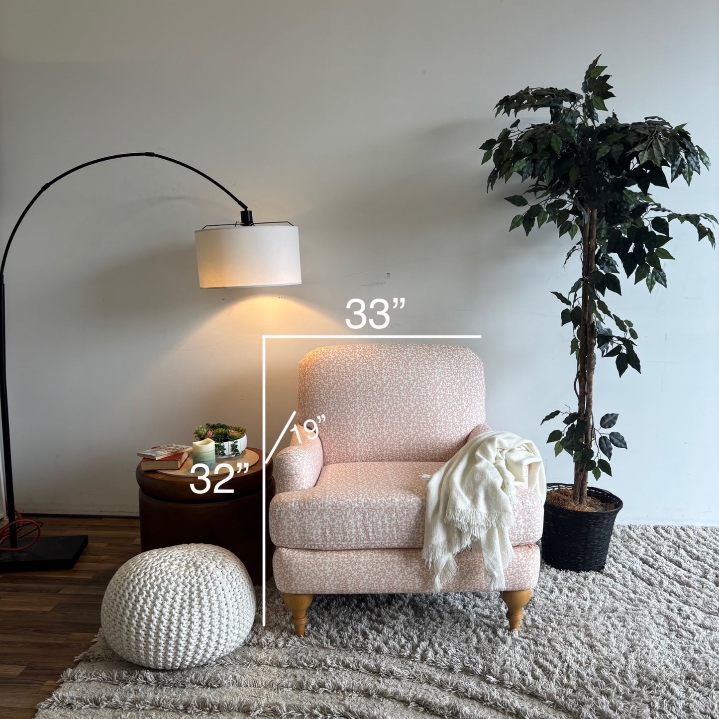 The Inside English Roll Arm Chair in Pink Flamingo Hele Bay